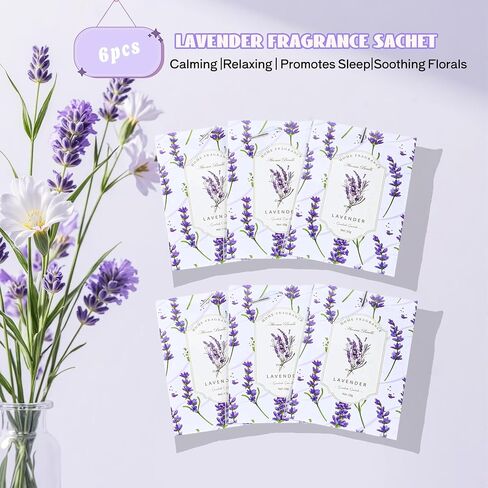 Lavender Sachets Bags for Drawers and Closets, Long-Lasting Air Fresheners for Dresser, Scented Sachets, Wardrobe Odor Eliminator - Closet Deodorizer Fragarance 6 Pack in Kuwait