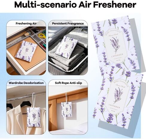 Lavender Sachets Bags for Drawers and Closets, Long-Lasting Air Fresheners for Dresser, Scented Sachets, Wardrobe Odor Eliminator - Closet Deodorizer Fragarance 6 Pack in Kuwait