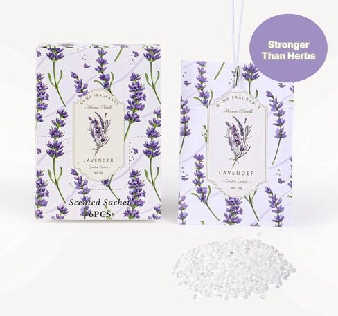 Lavender Sachets Bags for Drawers and Closets, Long-Lasting Air Fresheners for Dresser, Scented Sachets, Wardrobe Odor Eliminator - Closet Deodorizer Fragarance 6 Pack in Kuwait
