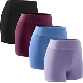 Femdouce 4 Pack Girls Athletic Shorts High Waisted Yoga Short Soft Comfortable for Dance Workout Bike Gymnastics Size 5-16 in Saudi Arabia