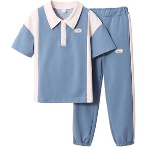 Boys Outfits Summer/Spring Clothes for Boys Color Block Polo Shirt and Casual Pants Boys Clothes Size 6-12 Years in Kuwait
