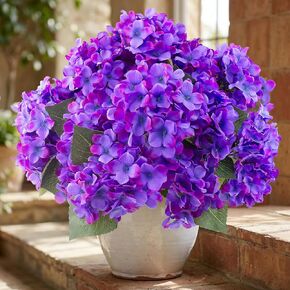 Daynight 4 Pcs Hydrangea Artificial Flowers Outdoor Silk Bouquets, UV Resistant Faux Hydrangeas Flowers for Table Vase Centerpieces Outside Party Wedding Baby Shower Home Outdoor Decor (4, White) in Saudi Arabia