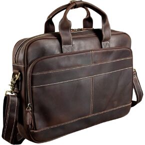 17" Vintage Full Grain Leather Briefcase 15.6" Laptop Messenger Bag Business Shoulder Bag for Work Office & Travel in Kuwait
