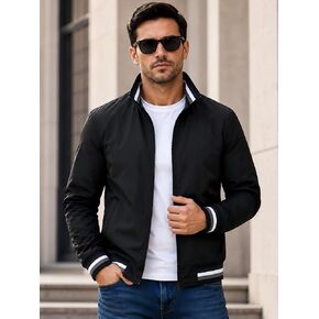 Mens Stand Collar Jacket Casual Zip Up Lightweight Track Jacket Solid Color Athletic Coat Spring Fall Everyday Outerwear in Kuwait