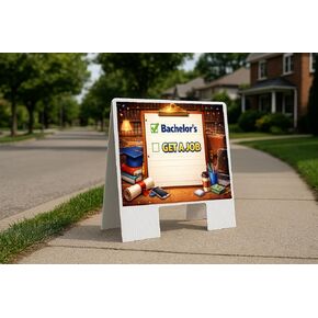 Bachelors Check Get A Job Colorful Folding Plastic A-Frame Double Sided 23x23 in. Sign in Saudi Arabia