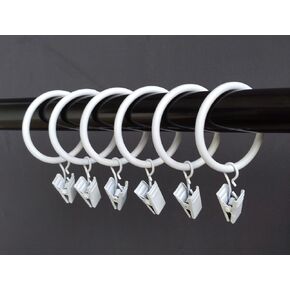 (1.5") 1.5 Inches Smooth Metal Curtain Rings with Clips (33, White) in Saudi Arabia