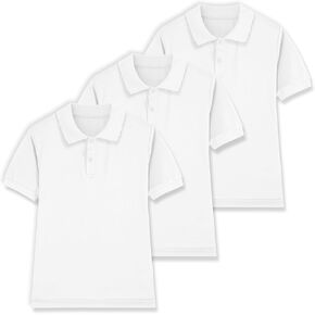 3 Pack Boys Short Sleeve Pique Polo Shirts School Uniform T-Shirt Kids Collared Golf Tops (5T-14Y) in Kuwait