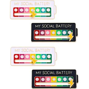4PCS Social Battery Slider Pin: Enamel 7-Day a week Interactive Mood Badge for Introverts, Creative and Humorous Brooch Suitable for Backpacks, Clothing, Hats, Bags, and Scarves in Kuwait