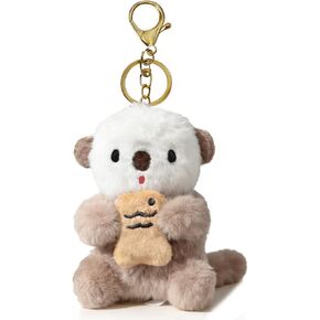 Otter Keychain, Bag Charm Plush Pendant for Women Teens with Handbags Backpacks Car Key Exquisite Birthday Gift in Saudi Arabia