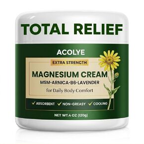 Total Relief Magnesium Cream with Arnica: Extra Strength Topical Magnesium Cream for Muscles, Joints & Legs | Magnesium Chloride with MSM, B6 - Fast Absorbing & Non-Greasy - Cruelty Free - 4 OZ in Saudi Arabia
