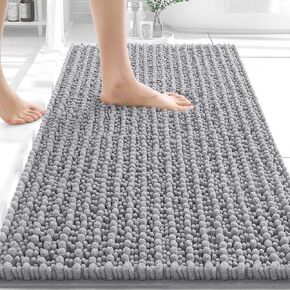 OLANLY Bathroom Rug Mat 30x20, Thick Soft and Absorbent Chenille Bath Mat, Non-Slip Rubber Backing, Machine Washable Quick Dry Bath Rugs for Tub Shower Floor, Home Decor Accessories, Dusty Rose in Saudi Arabia