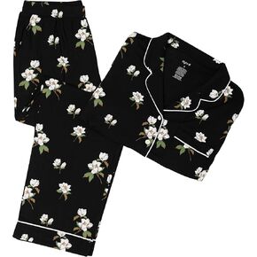 Kyte Living Women's Long Sleeve Pajama Set, Bamboo-Derived Rayon Sleepwear with Button Front Top & Elastic Waist Shorts in Saudi Arabia
