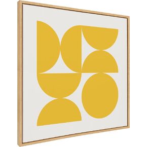 لوحة فنية جدارية من القماش مؤطرة باللون الأصفر من Kate and Laurel Sylvie Bold Vintage Geometric Sunshine من تصميم Creative Bunch Studio؛ 30x30 طبيعي؛ الفن التجريدي الحديث بإلهام هندسي in Kuwait