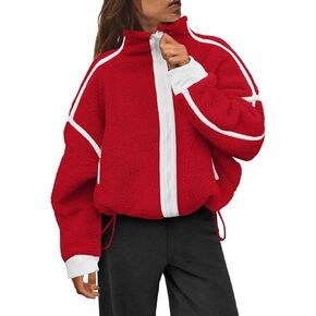 Womens Sherpa Fleece Jacket Zip Up Fuzzy Casual Oversized sweatshirts with Pockets Fall Winter Cozy Outerwear in Saudi Arabia