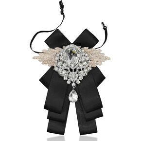Crystal Mens Bow tie, Sparkle Pre-Tied Satin Bowtie for Women Ribbon Rhinestone Bowties for Shirt Tuxedo Wedding in Kuwait