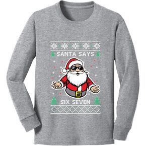 Wild Bobby Santa Says 6 7 Meme Ugly Christmas Youth Longsleeve Shirt in Kuwait