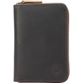 STAR VISTA Gino Full Grain Leather Passport Wallet, Zippered Travel Document Organizer for Exquisite Voyagers, RFID Blocking, AirTag Track, Dark Brown in Saudi Arabia