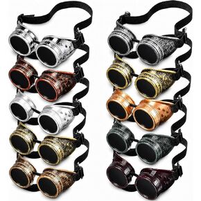 10 Pairs Vintage Steampunk Goggles, Mad Scientist Goggles Cosplay Punk Glasses for Adult, Women, Men Halloween Costume in Saudi Arabia