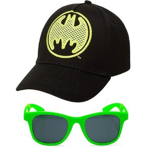 DC Comics Boys' Super Hero Baseball Cap - 3D Superman, Batman, Justice League Hat (2T-7), Size 4-7 Years, Batman Black/Green with Sunglasses in Kuwait