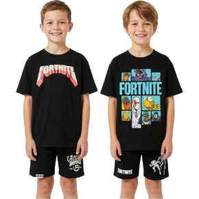Get Trend Fortnite Boys Pajamas Set, 2 or 4 Piece Short Sleeve Top & Shorts, Cotton Summer PJs, Kids Sleepwear, Gamer Gifts in Kuwait