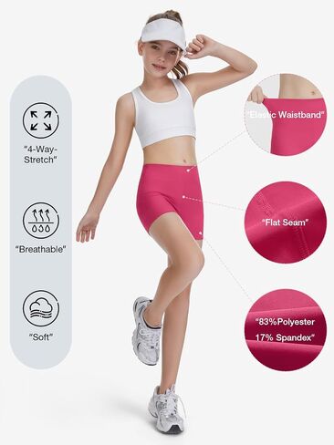 Femdouce 4 Pack Girls Athletic Shorts High Waisted Yoga Short Soft Comfortable for Dance Workout Bike Gymnastics Size 5-16 in Saudi Arabia
