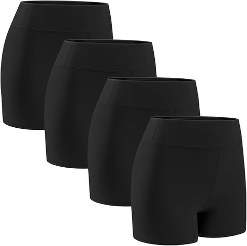 Femdouce 4 Pack Girls Athletic Shorts High Waisted Yoga Short Soft Comfortable for Dance Workout Bike Gymnastics Size 5-16 in Saudi Arabia