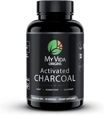 My Vida Origins Activated Coconut Charcoal Capsules - Detox, Gas Relief, Digestive and Gut Health Support | Vegan, Organic, Non-GMO, Gluten Free, No Additives - 90 Count in Saudi Arabia
