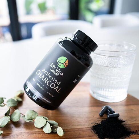 My Vida Origins Activated Coconut Charcoal Capsules - Detox, Gas Relief, Digestive and Gut Health Support | Vegan, Organic, Non-GMO, Gluten Free, No Additives - 90 Count in Saudi Arabia