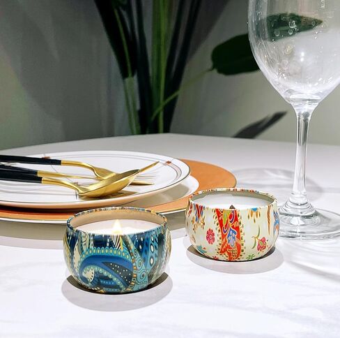 Phinicco Empty Candle Tins 24 Pcs 2.5OZ with Lids & Jars - Bulk (6 Colors) in Kuwait