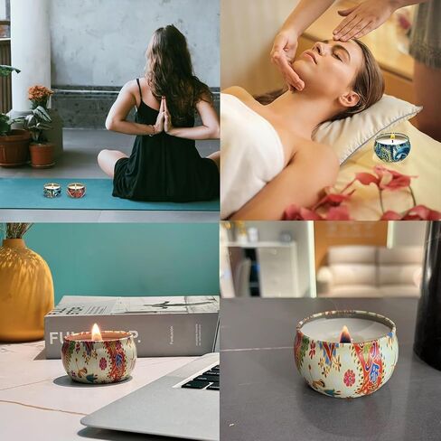Phinicco Empty Candle Tins 24 Pcs 2.5OZ with Lids & Jars - Bulk (6 Colors) in Kuwait