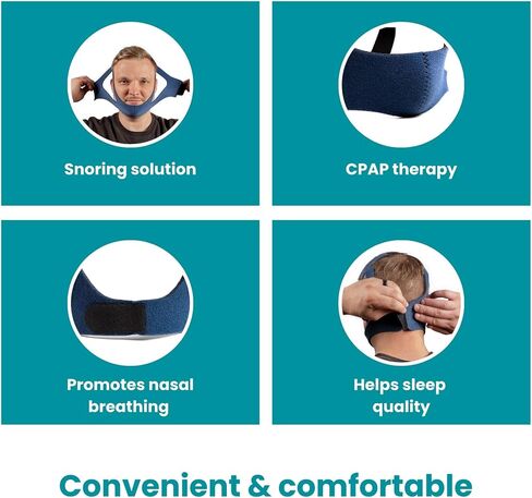 LIFESOURCE - Made in USA Quality - Anti-Snoring Chin Strap for CPAP Users – Adjustable, Breathable, Latex-Free Sleep Chin Strap for Snoring Relief, Comfortable Universal Fit for Men & Women, Navy in Saudi Arabia