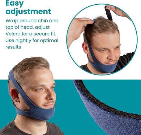 LIFESOURCE - Made in USA Quality - Anti-Snoring Chin Strap for CPAP Users – Adjustable, Breathable, Latex-Free Sleep Chin Strap for Snoring Relief, Comfortable Universal Fit for Men & Women, Navy in Saudi Arabia