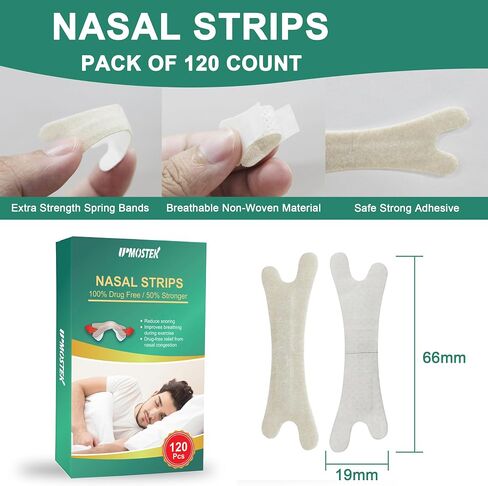 Nasal Strips for Snoring, 120 Count Extra Strength Nose Strips for Breathing, Sleep Snore Strips for Men Women, Relieve Nasal Congestion Due to Colds & Allergies, Anti Snoring - Tan in Kuwait