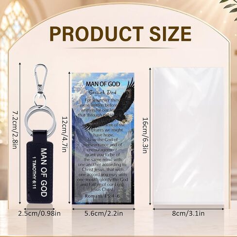 24 Sets Father's Day Church Gifts Bulk for Keychains Man of God Bible Verse with Card and Bag in Kuwait