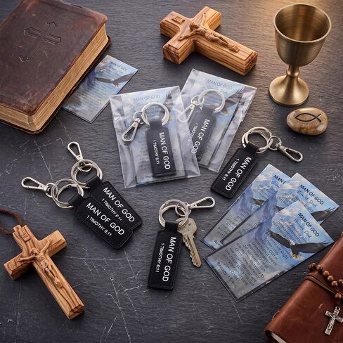 24 Sets Father's Day Church Gifts Bulk for Keychains Man of God Bible Verse with Card and Bag in Kuwait