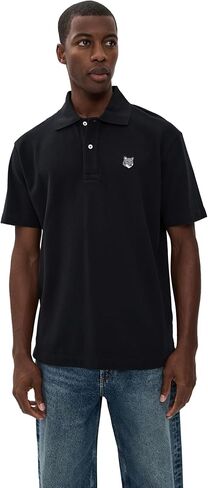 Maison Kitsuné Men's Grey Fox Head Patch Comfort Polo in Saudi Arabia