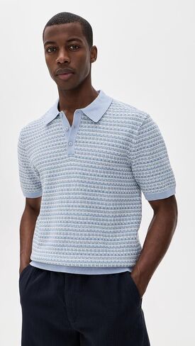 Wax London Men's Mini Geo Naples Knit Polo in Saudi Arabia