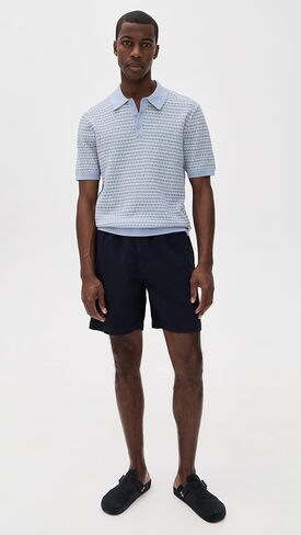 Wax London Men's Mini Geo Naples Knit Polo in Saudi Arabia