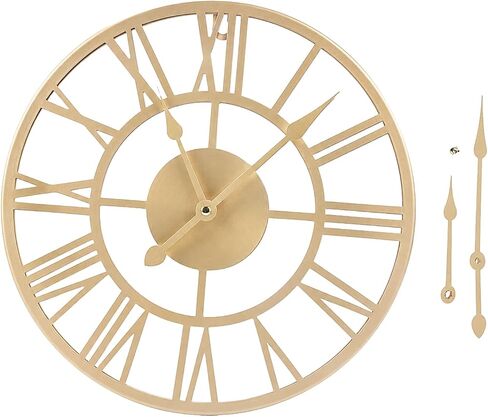 Large Wall Clock 32 Inch Black Roman Numerals Metal Clock Battery Operated Silent Non-Ticking Decor Clock Modern Round Oversize Wall Clocks for Home, Hotel, Office, Bedroom (Black, 32inch) in Saudi Arabia