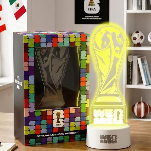 MESUCA FIFA World Cup 2026 Trophy Night Light, Decoration & Souvenir Acrylic LED Lamp with 7 Colors & 3 Modes, Soccer Gifts for Boys, Girls, Kids, World Cup 2026 Merchandise in Saudi Arabia