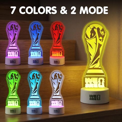 MESUCA FIFA World Cup 2026 Trophy Night Light, Decoration & Souvenir Acrylic LED Lamp with 7 Colors & 3 Modes, Soccer Gifts for Boys, Girls, Kids, World Cup 2026 Merchandise in Saudi Arabia