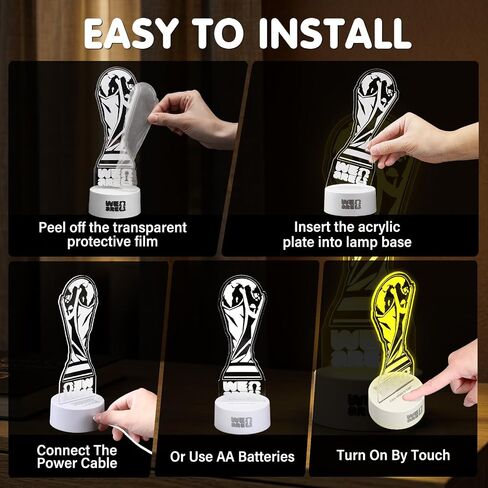 MESUCA FIFA World Cup 2026 Trophy Night Light, Decoration & Souvenir Acrylic LED Lamp with 7 Colors & 3 Modes, Soccer Gifts for Boys, Girls, Kids, World Cup 2026 Merchandise in Saudi Arabia