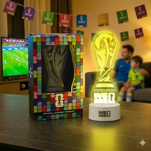 MESUCA FIFA World Cup 2026 Trophy Night Light, Decoration & Souvenir Acrylic LED Lamp with 7 Colors & 3 Modes, Soccer Gifts for Boys, Girls, Kids, World Cup 2026 Merchandise in Saudi Arabia