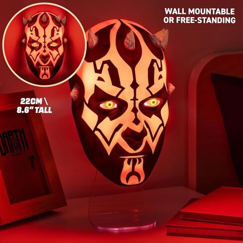 Paladone Star Wars Darth Maul Light - مصباح وجه LED، مثبت على الحائط أو شاشة المكتب، مصباح يعمل بالبطارية أو USB لغرفة النوم، وإعدادات الألعاب وهواة الجمع in Kuwait