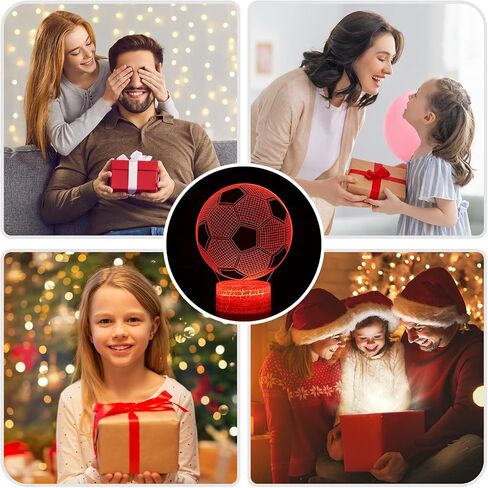 Soccer Gifts for Teens Boys Girls, Soccer Ball 3D Illusion Lamp Night Light Room Decor, 16 Colors Change Remote Control 6 7 8 9 10 11 12 Year Old Boy Sports Fan Birthday Gifts in Kuwait