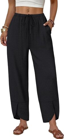 Sampeel Wide Leg Pants Woman Palazzo Capri Pants Cropped Spring Summer Vacation Outfits Fashion Clothing Beach Clothes 2026 in Kuwait