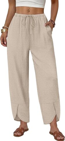 Sampeel Wide Leg Pants Woman Palazzo Capri Pants Cropped Spring Summer Vacation Outfits Fashion Clothing Beach Clothes 2026 in Kuwait