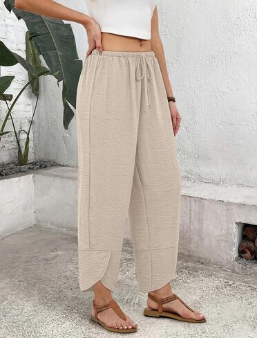 Sampeel Wide Leg Pants Woman Palazzo Capri Pants Cropped Spring Summer Vacation Outfits Fashion Clothing Beach Clothes 2026 in Kuwait