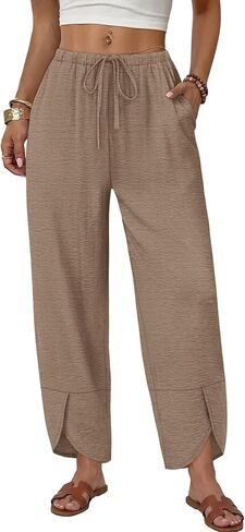 Sampeel Wide Leg Pants Woman Palazzo Capri Pants Cropped Spring Summer Vacation Outfits Fashion Clothing Beach Clothes 2026 in Kuwait