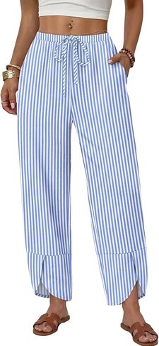 Sampeel Wide Leg Pants Woman Palazzo Capri Pants Cropped Spring Summer Vacation Outfits Fashion Clothing Beach Clothes 2026 in Kuwait